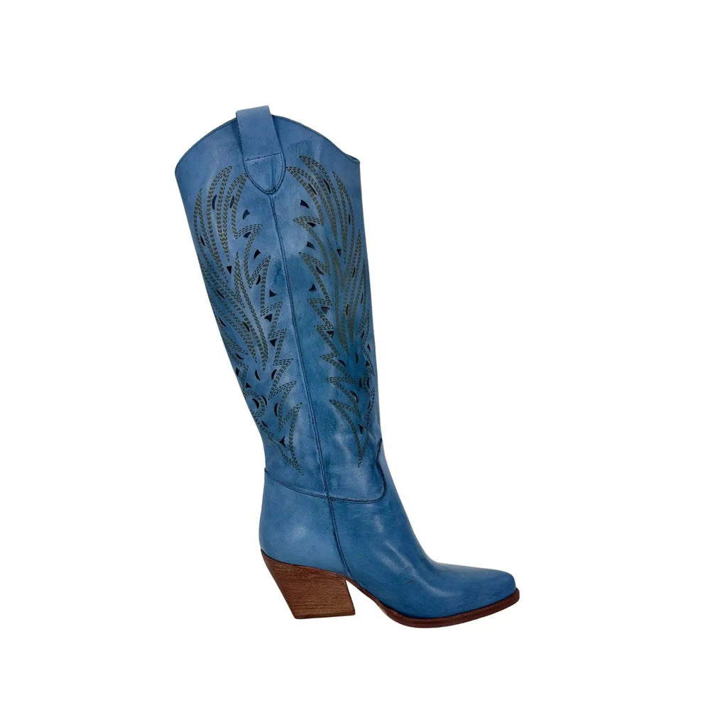 Texano in pelle nabuk laserato jeans