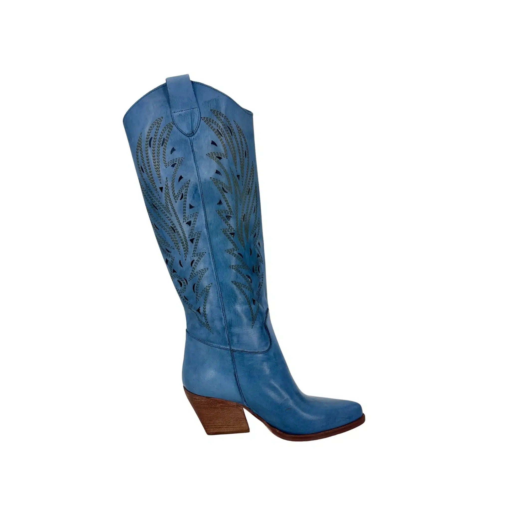 Texano in pelle nabuk laserato jeans