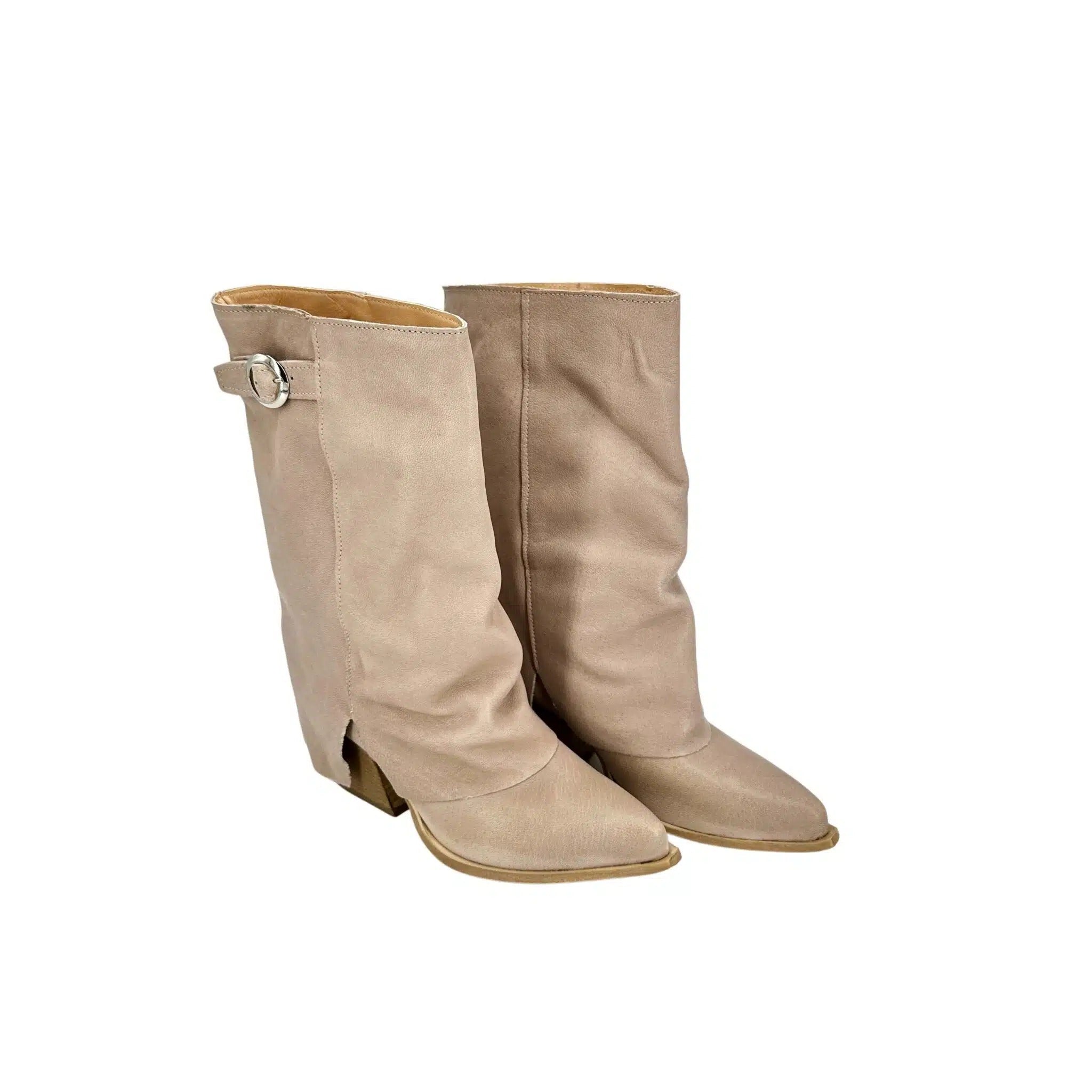 Texano in pelle beige