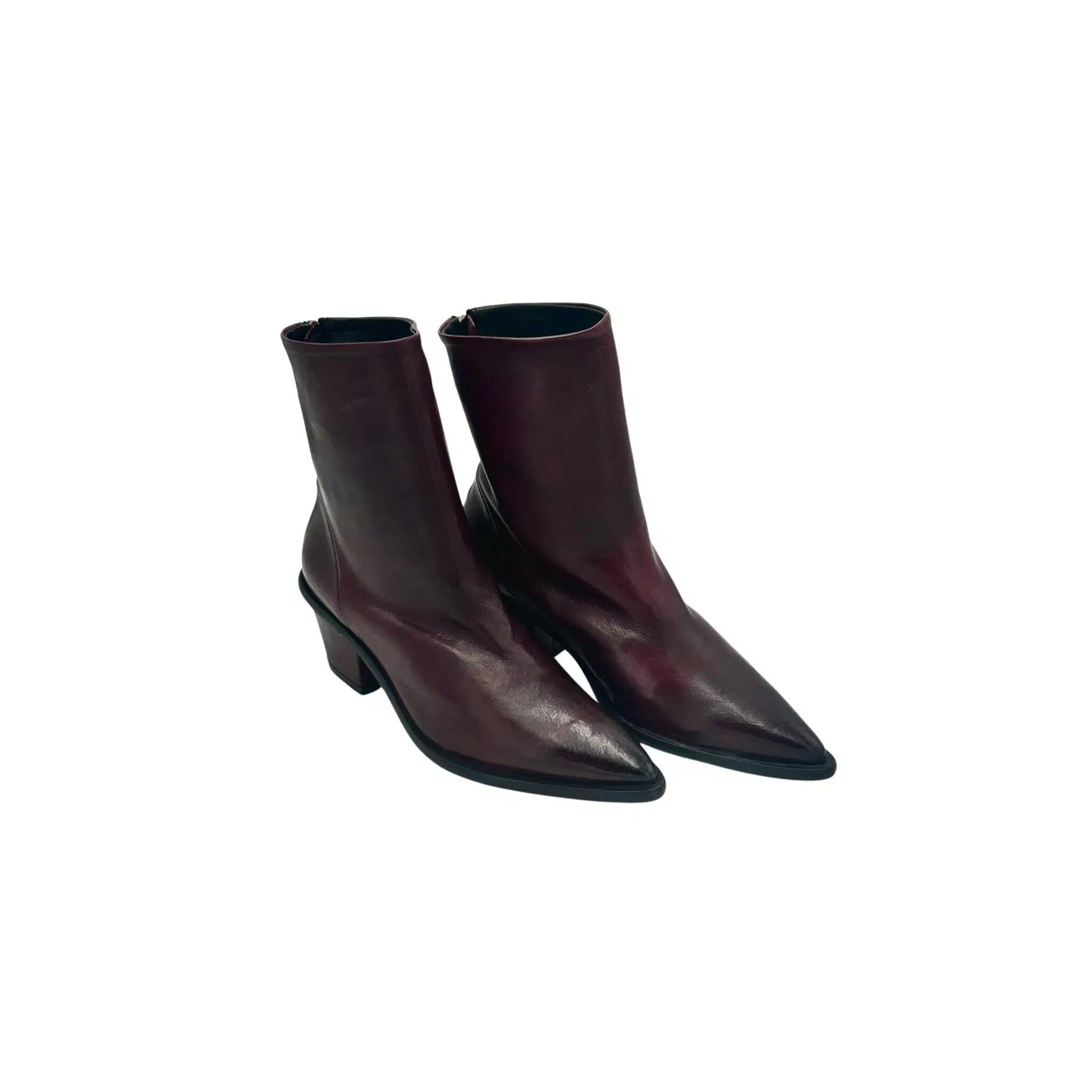 Stivaletto a punta in pelle bordeaux