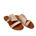 Ciabatta in pelle tuffata ed imbottita beige