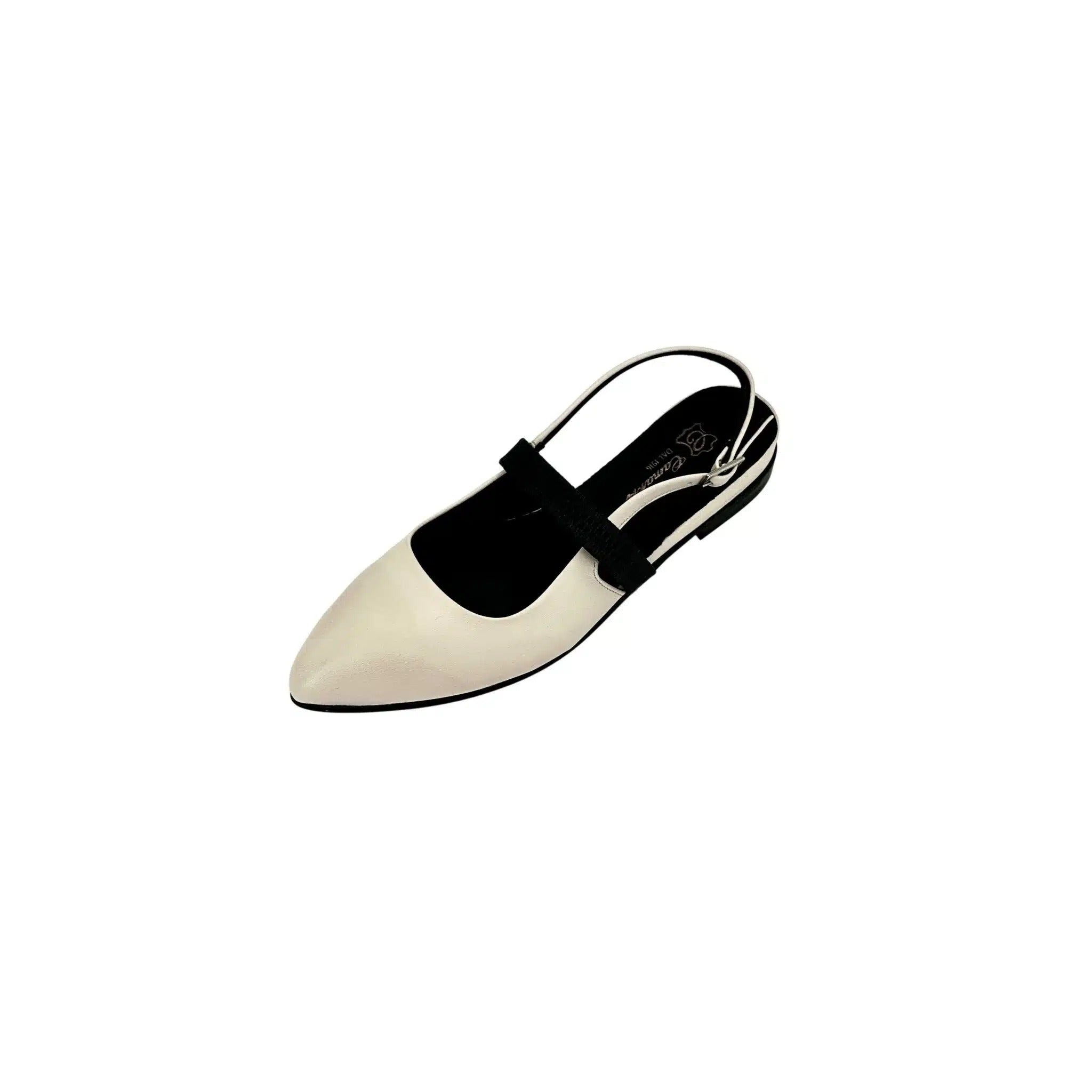 Ballerina a punta in pelle bianco sporco