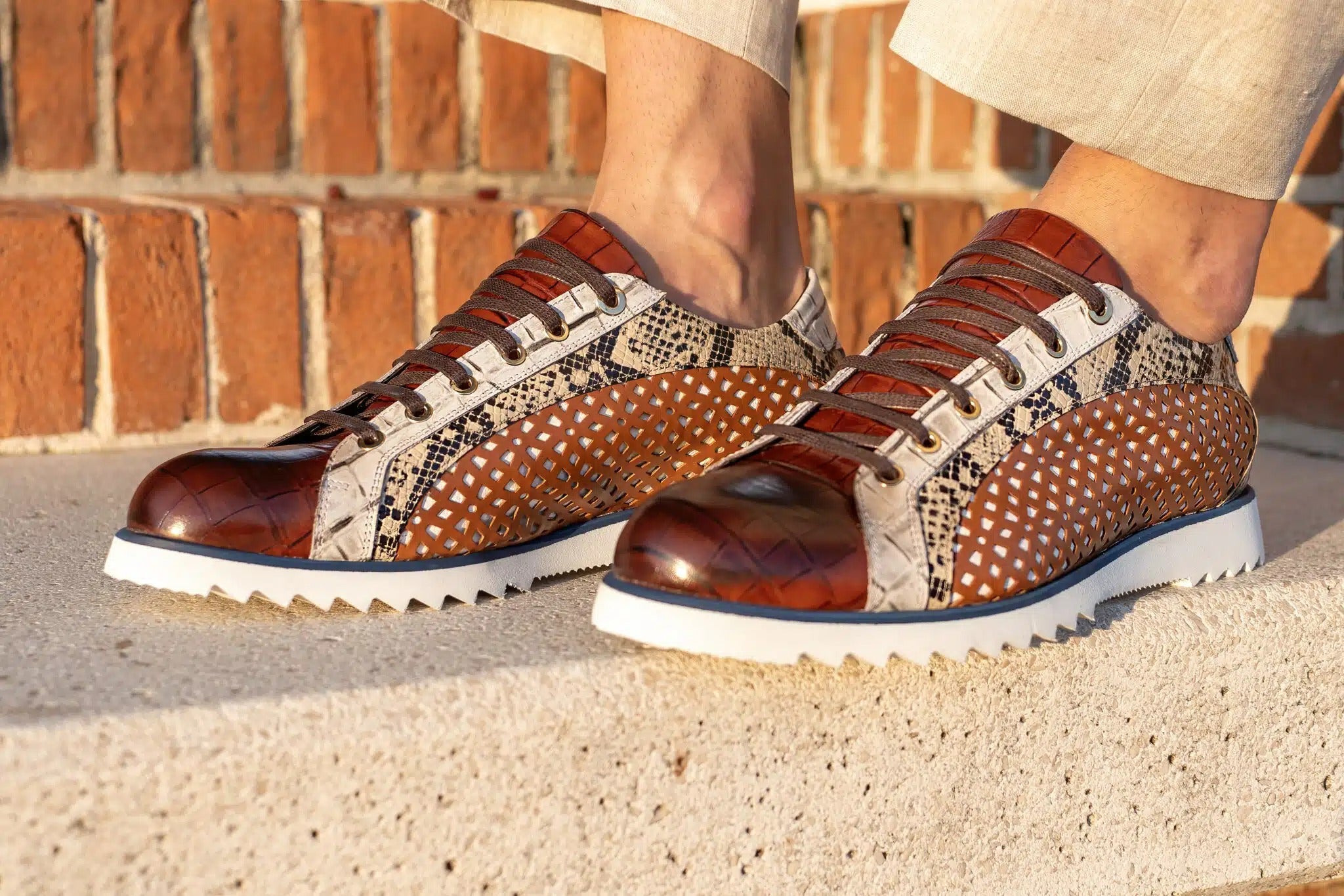 Sneakers in pelle stampata