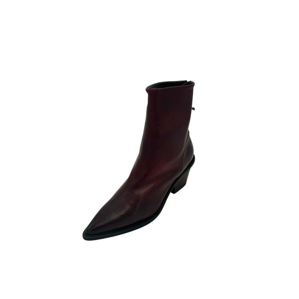Stivaletto a punta in pelle bordeaux